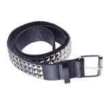 Maxbell Studded Leather Belt with Pin Buckle Square Bead Rivet Belt Women Belts Silver