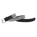 Maxbell Studded Leather Belt with Pin Buckle Square Bead Rivet Belt Women Belts Silver