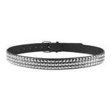 Maxbell Studded Leather Belt with Pin Buckle Square Bead Rivet Belt Women Belts Silver