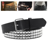 Maxbell Studded Leather Belt with Pin Buckle Square Bead Rivet Belt Women Belts Silver
