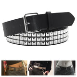 Maxbell Studded Leather Belt with Pin Buckle Square Bead Rivet Belt Women Belts Silver