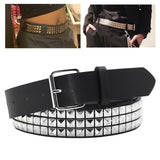 Maxbell Studded Leather Belt with Pin Buckle Square Bead Rivet Belt Women Belts Silver
