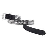 Maxbell Studded Leather Belt with Pin Buckle Square Bead Rivet Belt Women Belts Silver