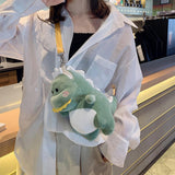 Maxbell Cartoon Plush Shoulder Bag Dinosaur Toy Handbag Soft Backpack Women Girls