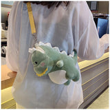 Maxbell Cartoon Plush Shoulder Bag Dinosaur Toy Handbag Soft Backpack Women Girls