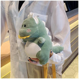 Maxbell Cartoon Plush Shoulder Bag Dinosaur Toy Handbag Soft Backpack Women Girls