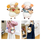 Maxbell Stuffed Sheep Shoulder Bag Plush Animal Messenger Bags Women Girls Handbag Khaki