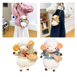 Maxbell Stuffed Sheep Shoulder Bag Plush Animal Messenger Bags Women Girls Handbag Khaki