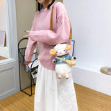 Maxbell Stuffed Sheep Shoulder Bag Plush Animal Messenger Bags Women Girls Handbag Blue