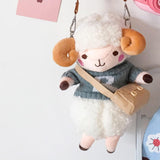 Maxbell Stuffed Sheep Shoulder Bag Plush Animal Messenger Bags Women Girls Handbag Blue