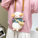 Maxbell Stuffed Sheep Shoulder Bag Plush Animal Messenger Bags Women Girls Handbag Blue