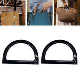 Maxbell 2Pcs Women Purse Handles Belt Replacement DIY Handmade for Tote Purse Making black D shape