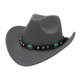 Maxbell Men's Women's Western Cowboy Hat Wide Brim Fashionable for Summer Beach Grey