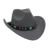 Maxbell Men's Women's Western Cowboy Hat Wide Brim Fashionable for Summer Beach Grey