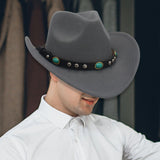 Maxbell Men's Women's Western Cowboy Hat Wide Brim Fashionable for Summer Beach Grey