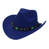 Maxbell Men's Women's Western Cowboy Hat Wide Brim Fashionable for Summer Beach Dark Blue