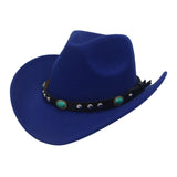 Maxbell Men's Women's Western Cowboy Hat Wide Brim Fashionable for Summer Beach Dark Blue