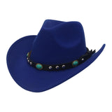 Maxbell Men's Women's Western Cowboy Hat Wide Brim Fashionable for Summer Beach Dark Blue