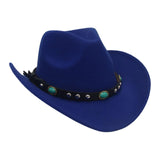 Maxbell Men's Women's Western Cowboy Hat Wide Brim Fashionable for Summer Beach Dark Blue