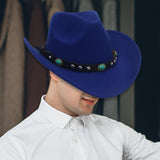 Maxbell Men's Women's Western Cowboy Hat Wide Brim Fashionable for Summer Beach Dark Blue