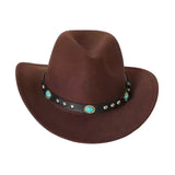 Maxbell Men's Women's Western Cowboy Hat Wide Brim Fashionable for Summer Beach Dark Brown