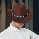 Maxbell Men's Women's Western Cowboy Hat Wide Brim Fashionable for Summer Beach Dark Brown