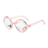 Maxbell Kaleidoscope Rave Glasses Eyewear Prop for Music Festival Holiday Pink