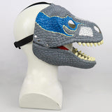 Maxbell 3D Dinosaur Mask Movable Jaw Halloween Costume Festival Dinosaur Headgear Blue