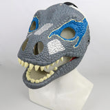 Maxbell 3D Dinosaur Mask Movable Jaw Halloween Costume Festival Dinosaur Headgear Blue