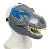 Maxbell 3D Dinosaur Mask Movable Jaw Halloween Costume Festival Dinosaur Headgear Blue