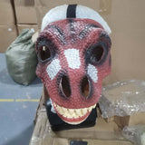 Maxbell 3D Dinosaur Mask Movable Jaw Halloween Costume Festival Dinosaur Headgear Red