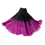 Maxbell Womens Ballroom Dance Skirt Latin Elegant Black Purple Gradient Long Skirt