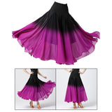 Maxbell Womens Ballroom Dance Skirt Latin Elegant Black Purple Gradient Long Skirt