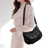 Maxbell Chic Shoulder Bag Women Totes Adjustable Strap Large Capacity Waterproof Black