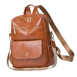 Maxbell Women Backpack Girls Shoulder Bag Rucksack Multi Pocket PU Leather Handbag Brown