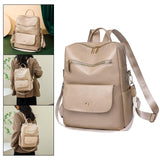 Maxbell Women Backpack Girls Shoulder Bag Rucksack Multi Pocket PU Leather Handbag Beige