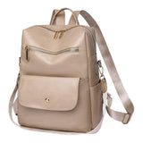 Maxbell Women Backpack Girls Shoulder Bag Rucksack Multi Pocket PU Leather Handbag Beige