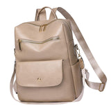 Maxbell Women Backpack Girls Shoulder Bag Rucksack Multi Pocket PU Leather Handbag Beige