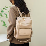 Maxbell Women Backpack Girls Shoulder Bag Rucksack Multi Pocket PU Leather Handbag Beige
