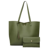 Maxbell Fashion Women Leather Tote Purse Set Shoulder Bag Large Capacity Womens Bags Green