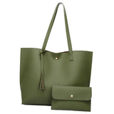 Maxbell Fashion Women Leather Tote Purse Set Shoulder Bag Large Capacity Womens Bags Green