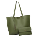 Maxbell Fashion Women Leather Tote Purse Set Shoulder Bag Large Capacity Womens Bags Green