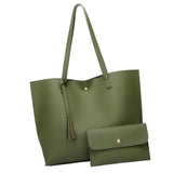 Maxbell Fashion Women Leather Tote Purse Set Shoulder Bag Large Capacity Womens Bags Green