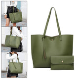 Maxbell Fashion Women Leather Tote Purse Set Shoulder Bag Large Capacity Womens Bags Green