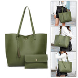 Maxbell Fashion Women Leather Tote Purse Set Shoulder Bag Large Capacity Womens Bags Green