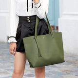 Maxbell Fashion Women Leather Tote Purse Set Shoulder Bag Large Capacity Womens Bags Green