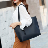 Maxbell Fashion Women Leather Tote Purse Set Shoulder Bag Large Capacity Womens Bags Black