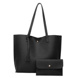 Maxbell Fashion Women Leather Tote Purse Set Shoulder Bag Large Capacity Womens Bags Black