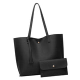 Maxbell Fashion Women Leather Tote Purse Set Shoulder Bag Large Capacity Womens Bags Black