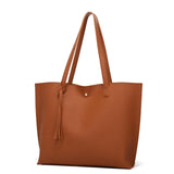 Maxbell Fashion Women Leather Tote Purse Set Shoulder Bag Large Capacity Womens Bags Orange
